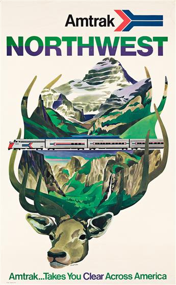 DAVID KLEIN (1918-2005) & ANONYMOUS. AMTRAK. Group of 7 posters. Circa 1970s. Sizes vary.